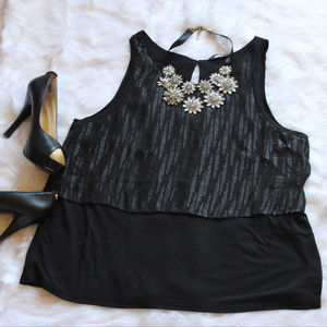 American Eagle two tone glitter stripe top